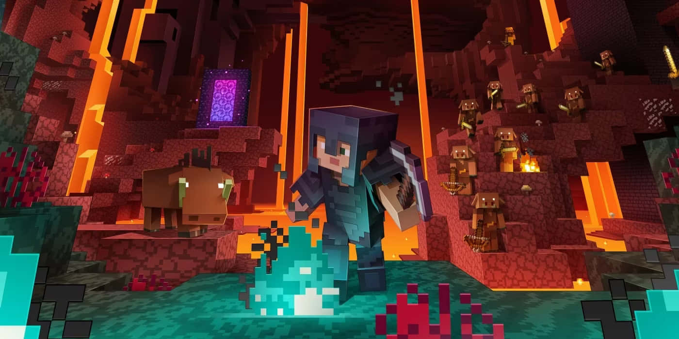 Minecraft, dark armor, nether fortress, HD Desktop Wallpaper