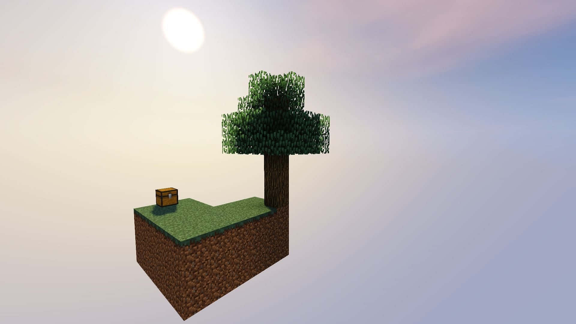 Minecraft Sky Block, floating Minecraft island, tree, Full HD Desktop Wallpaper