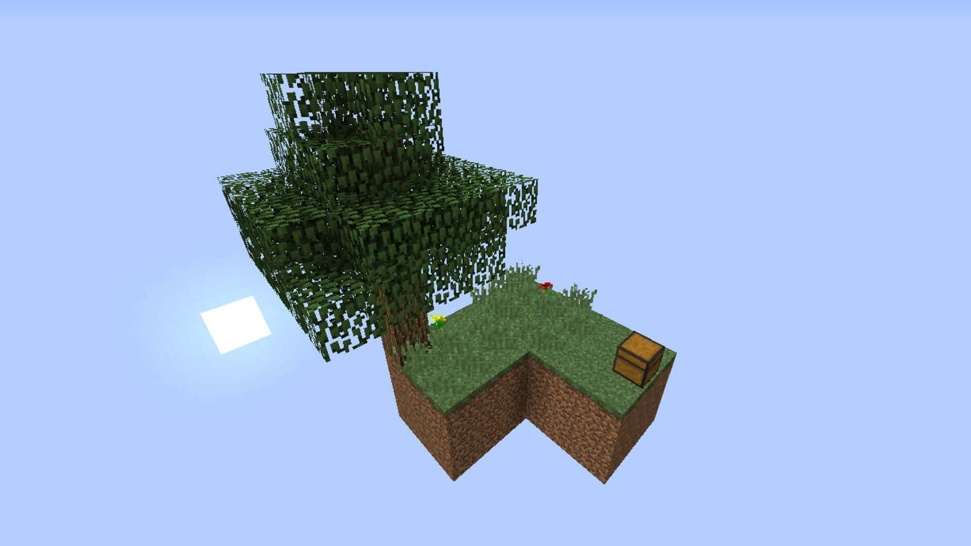 Minecraft, Sky Block, blocky Minecraft tree, Full HD Desktop Wallpaper