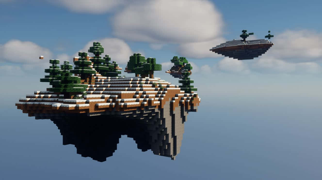 Minecraft Sky Block, floating island, trees, HD Desktop Wallpaper