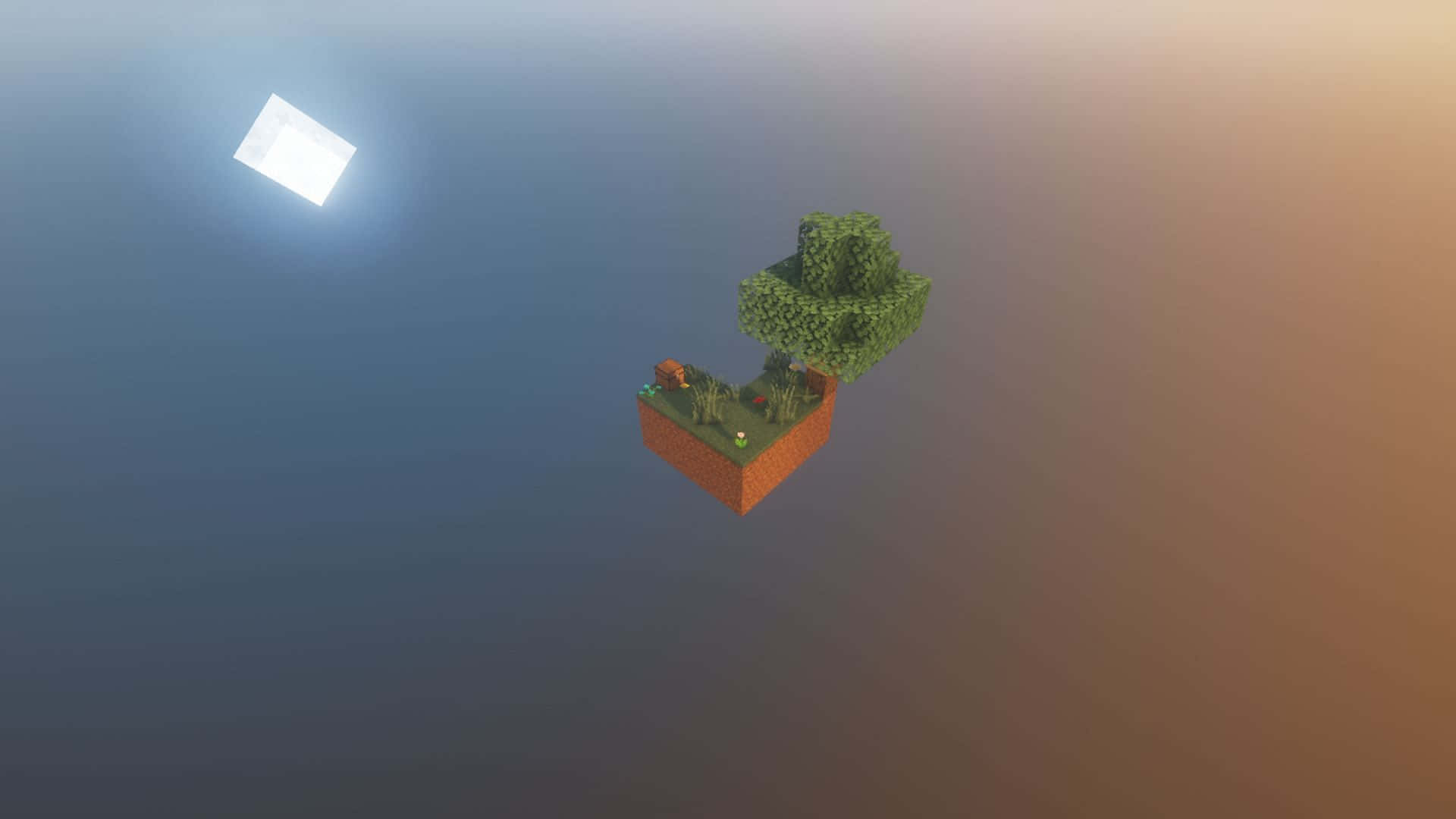 Minecraft Sky Block, floating Minecraft island, tree, Full HD Desktop Wallpaper