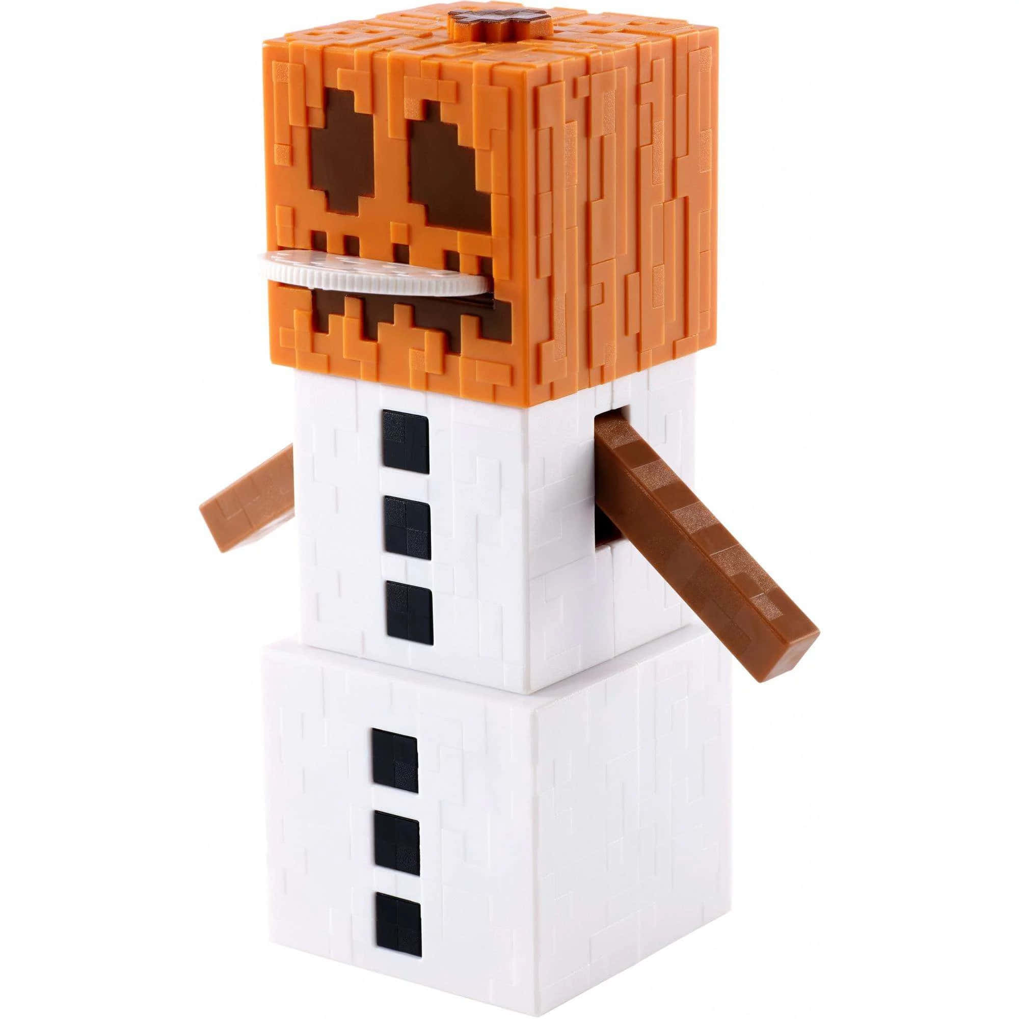 Minecraft Snow Golem, jack-o-lantern head, orange blocks, Full HD Desktop Wallpaper
