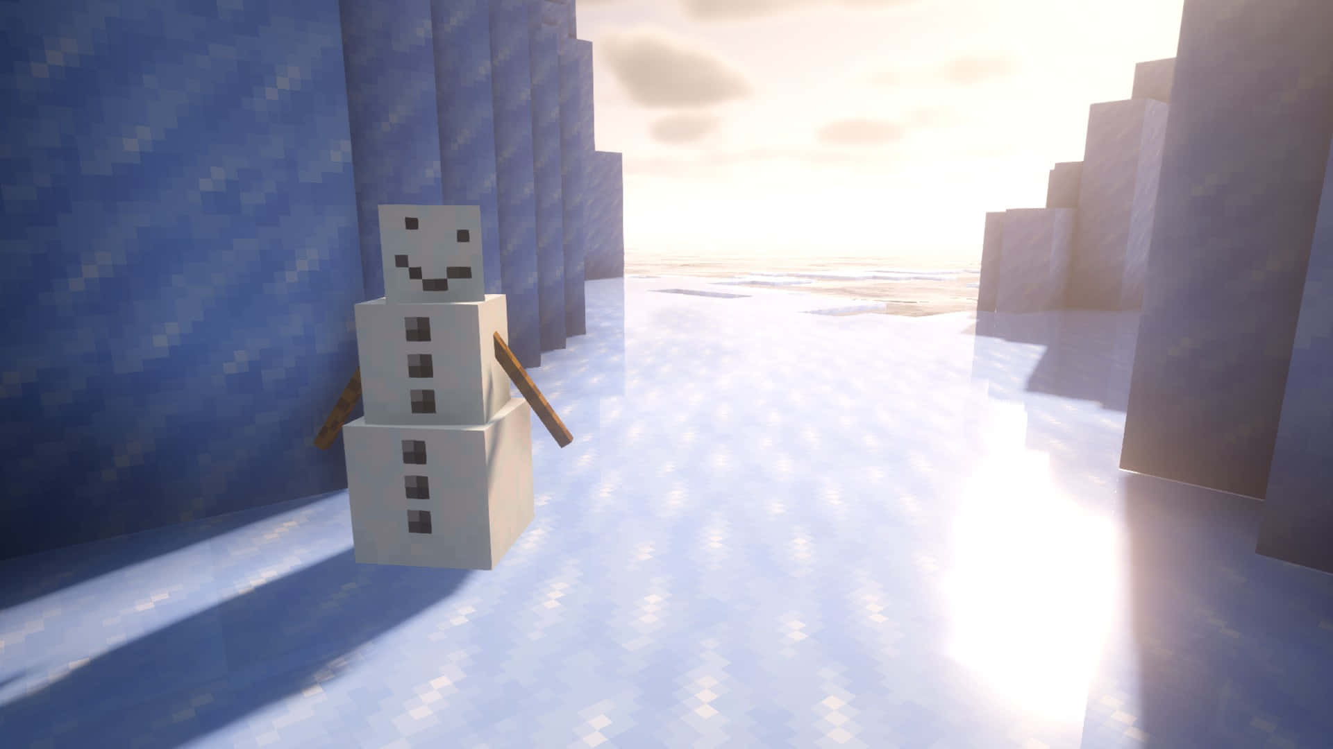 Minecraft Snow Golem, snowy biome, blocky, Full HD Desktop Wallpaper