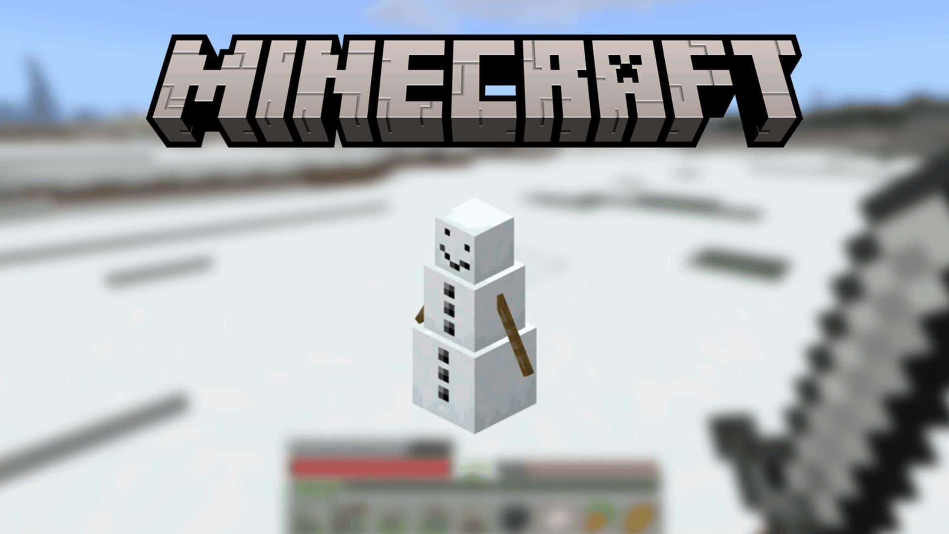 Minecraft Snow Golem, wintery landscape, snowy Minecraft landscape, Full HD Desktop Wallpaper