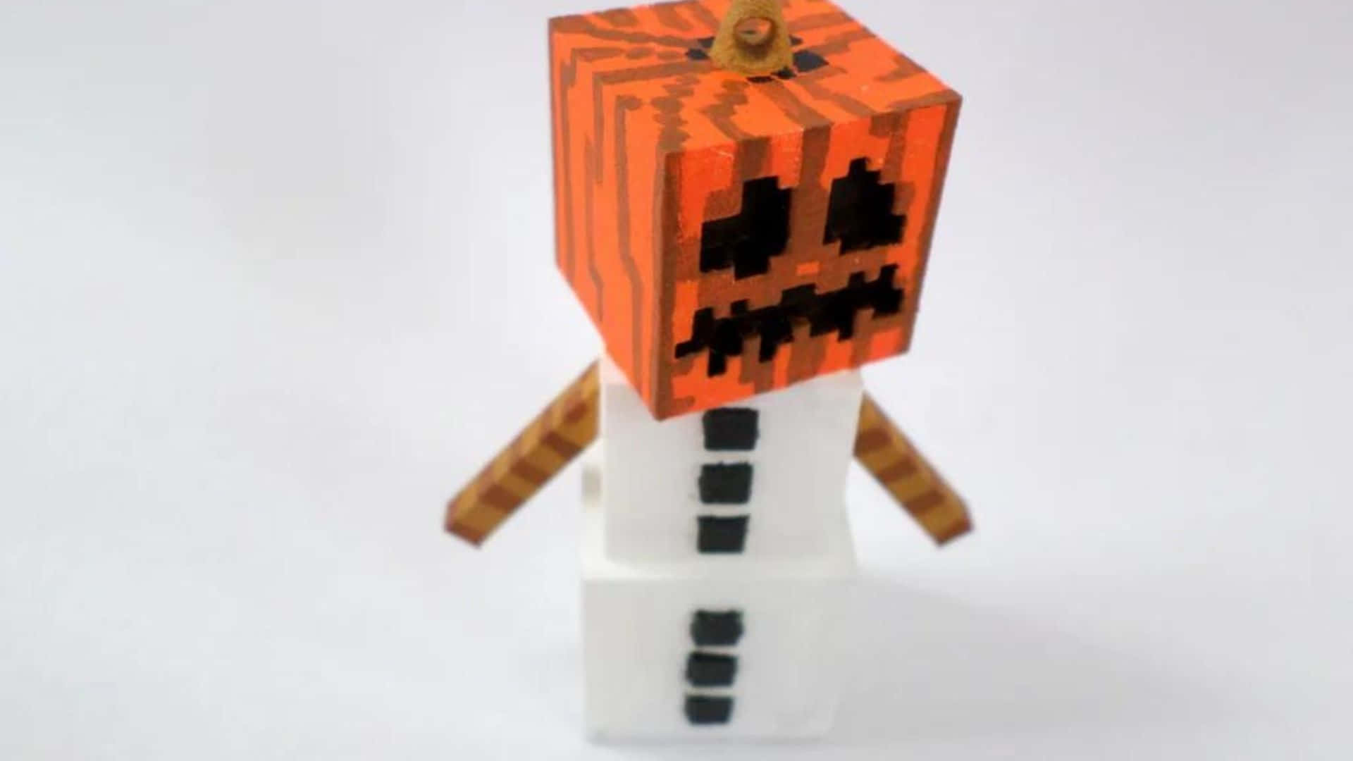Minecraft Snow Golem, pumpkin-headed scarecrow, orange stripes, Full HD Desktop Wallpaper