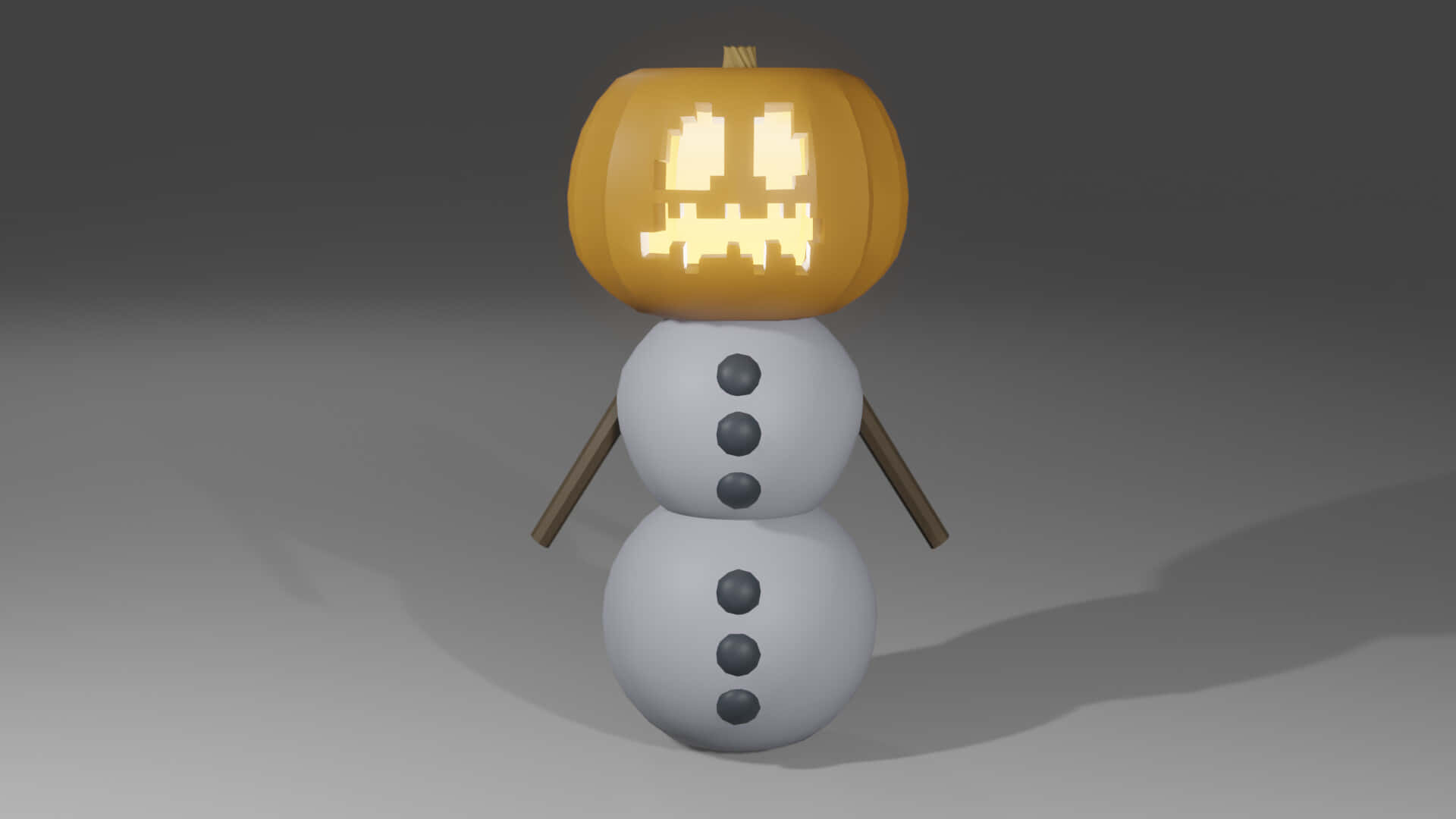 Minecraft Snow Golem, pixelated jack-o'-lantern head, classic snowman, Full HD Desktop Wallpaper