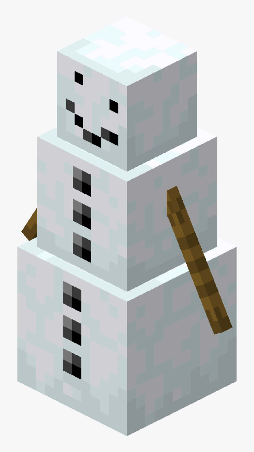 Minecraft Snow Golem, three stacked blocks, black dot eyes, Full HD Phone Wallpaper