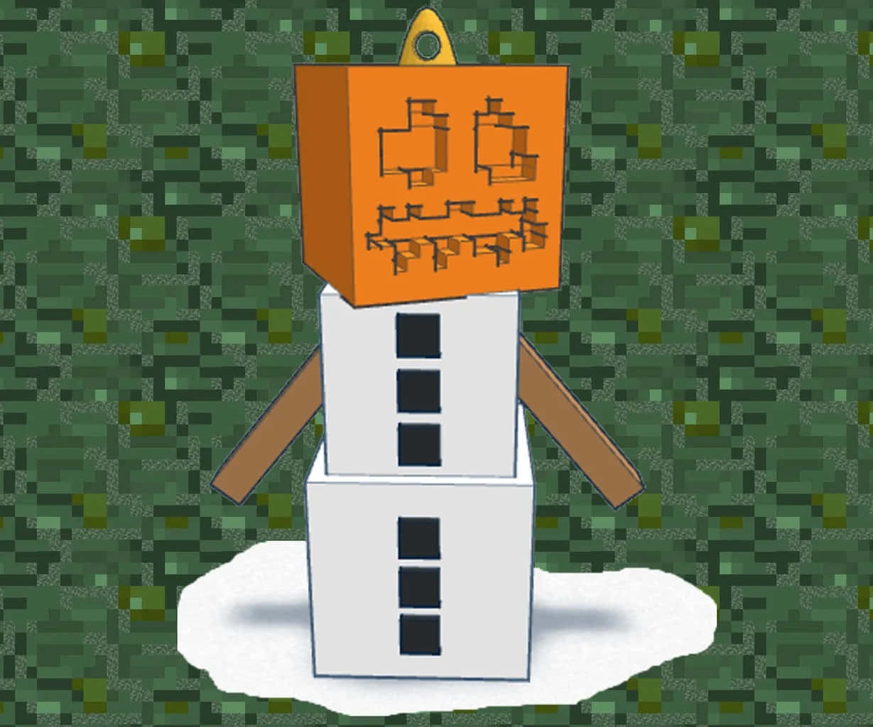 Minecraft Snow Golem, blocky snowman, pixelated jack-o-lantern head, SD Desktop Wallpaper