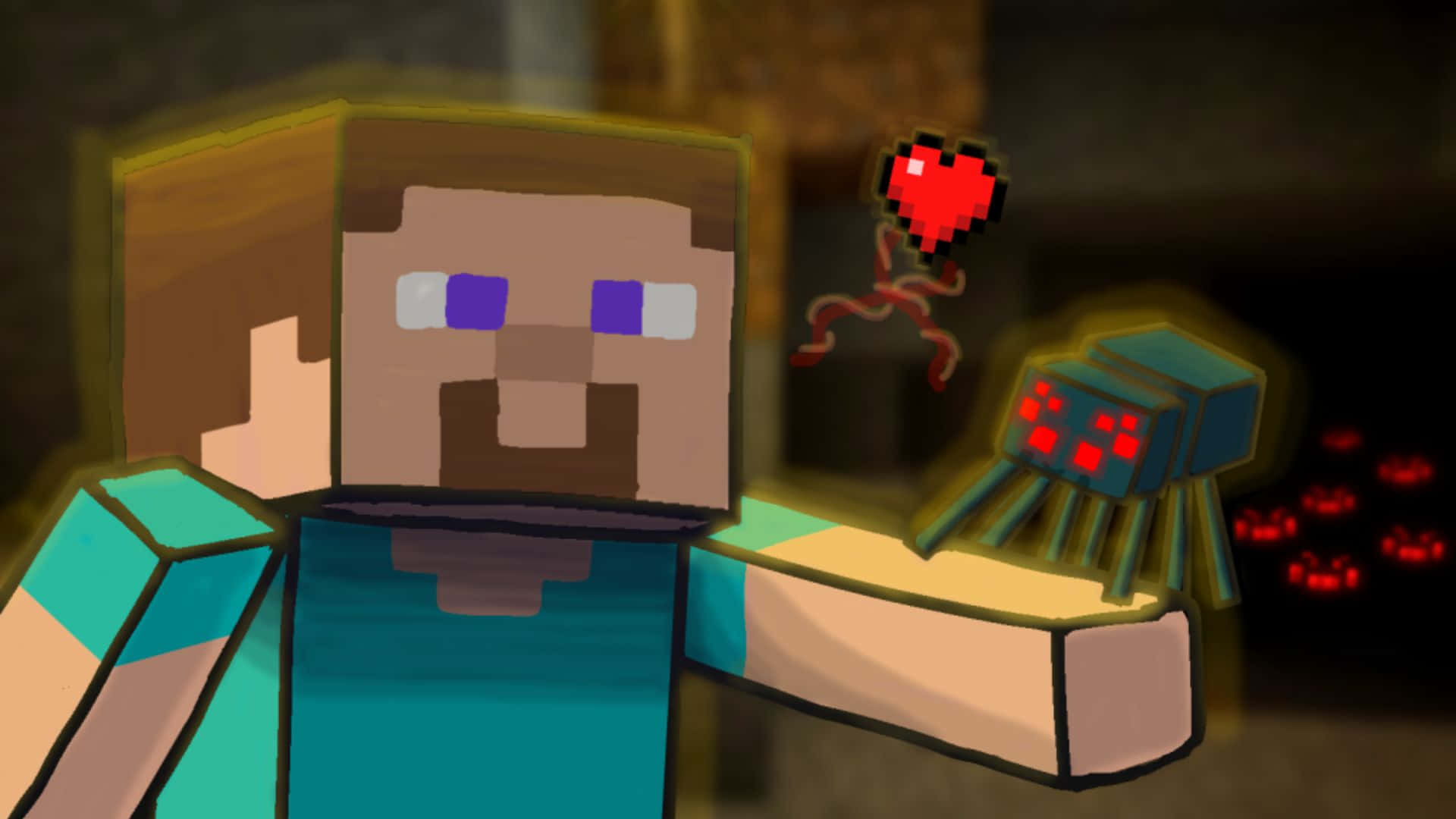 Minecraft Spider, pixelated Minecraft character, spider, Full HD Desktop Wallpaper
