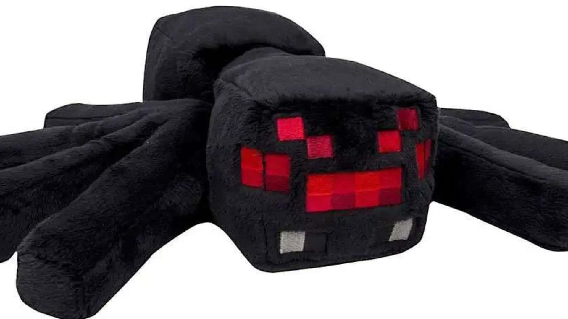 Minecraft Spider, pixelated red eyes, silver fangs, Full HD Desktop Wallpaper
