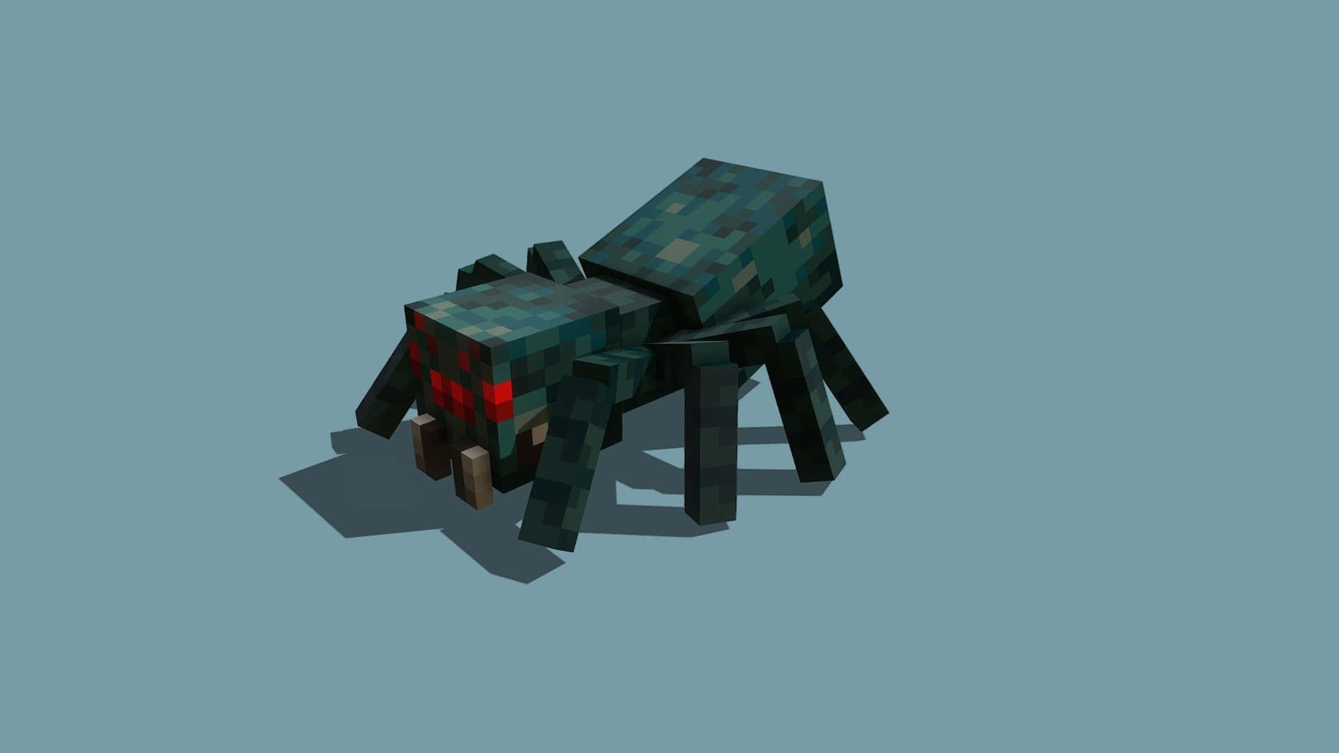 Minecraft Spider, glowing red eyes, pixelated, Full HD Desktop Wallpaper