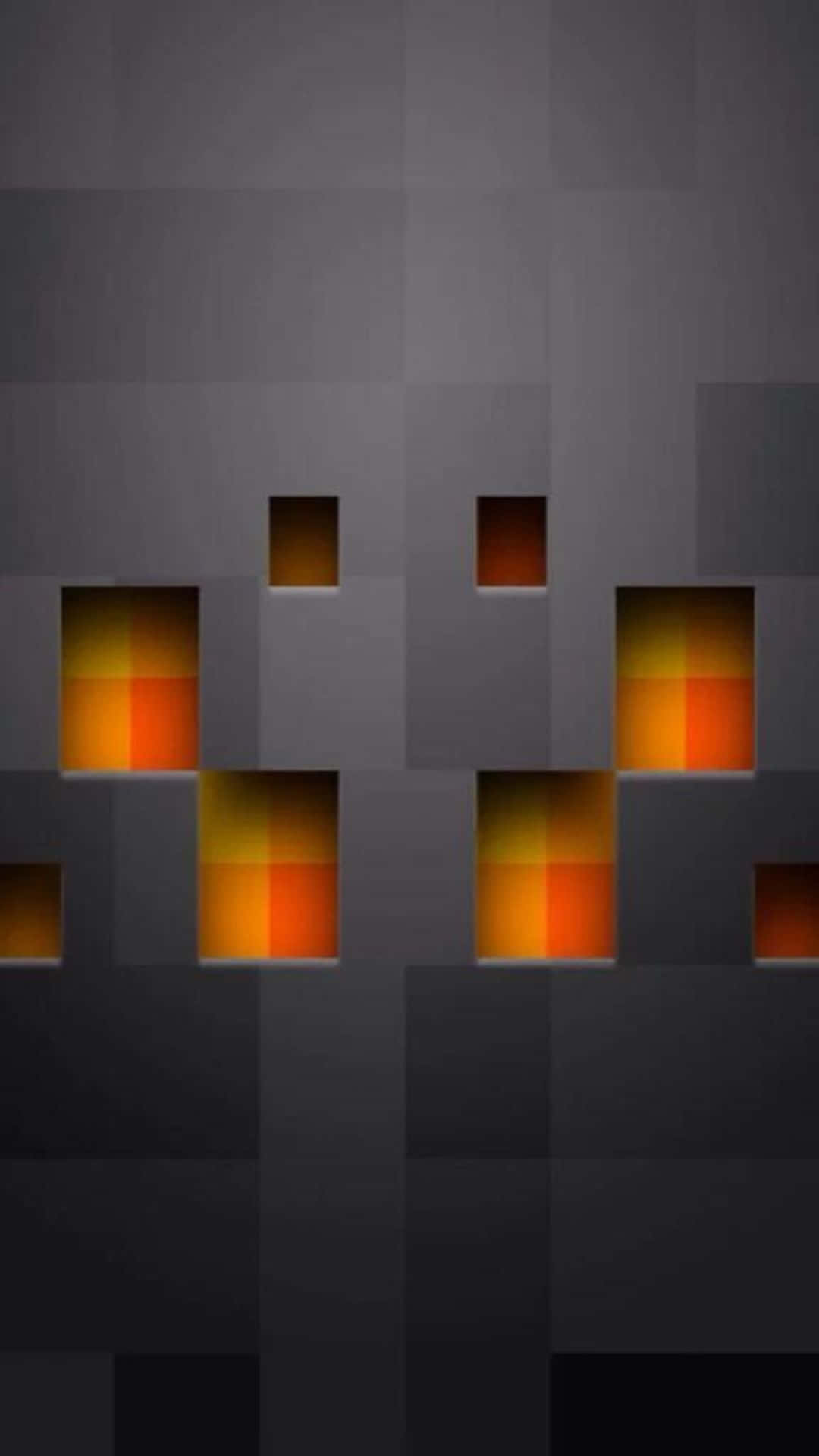 Minecraft Spider, pixelated skull, glowing orange eyes, Full HD Phone Wallpaper