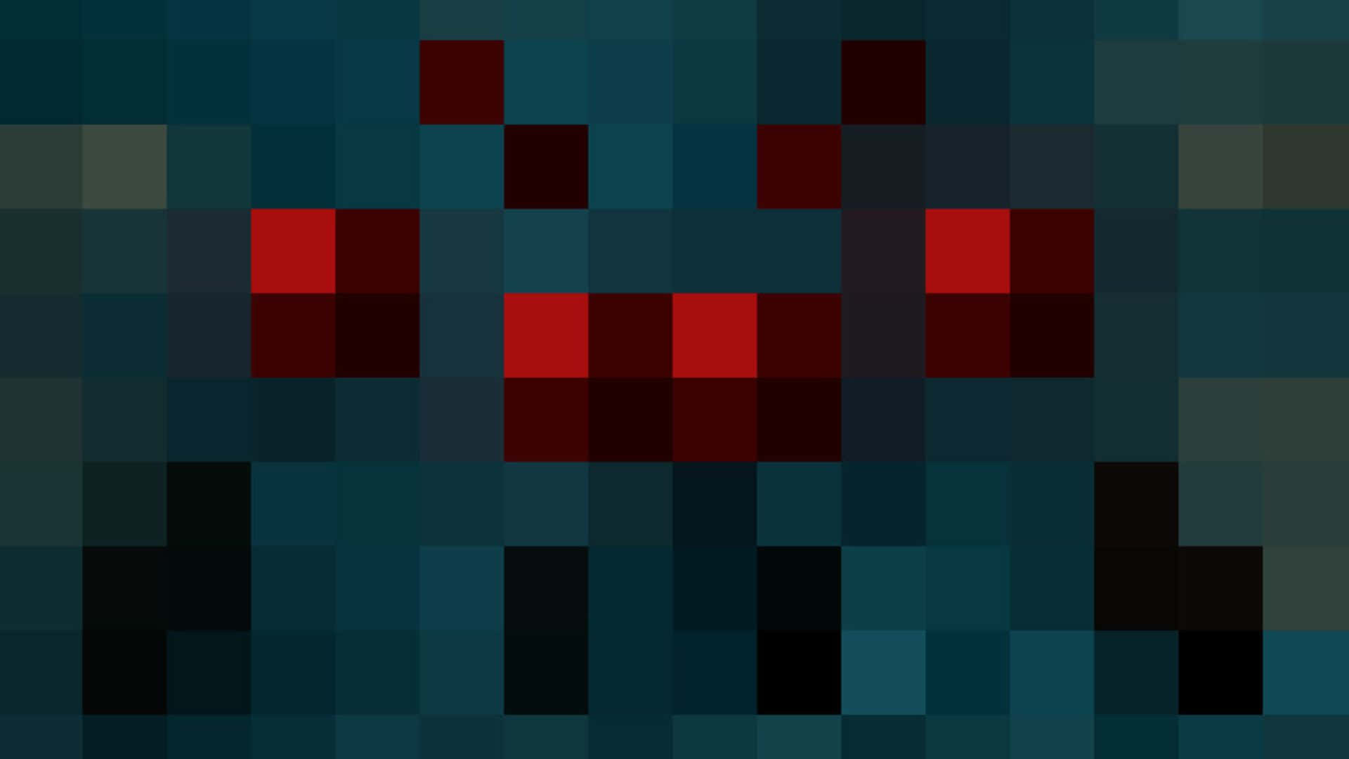 Minecraft Spider, red blocks, dark teal blocks, Full HD Desktop Wallpaper