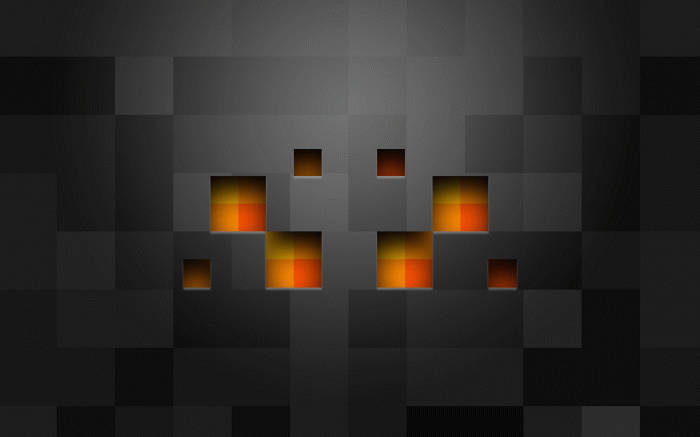 Minecraft Spider, glowing orange squares, dark gray grid background, SD Desktop Wallpaper