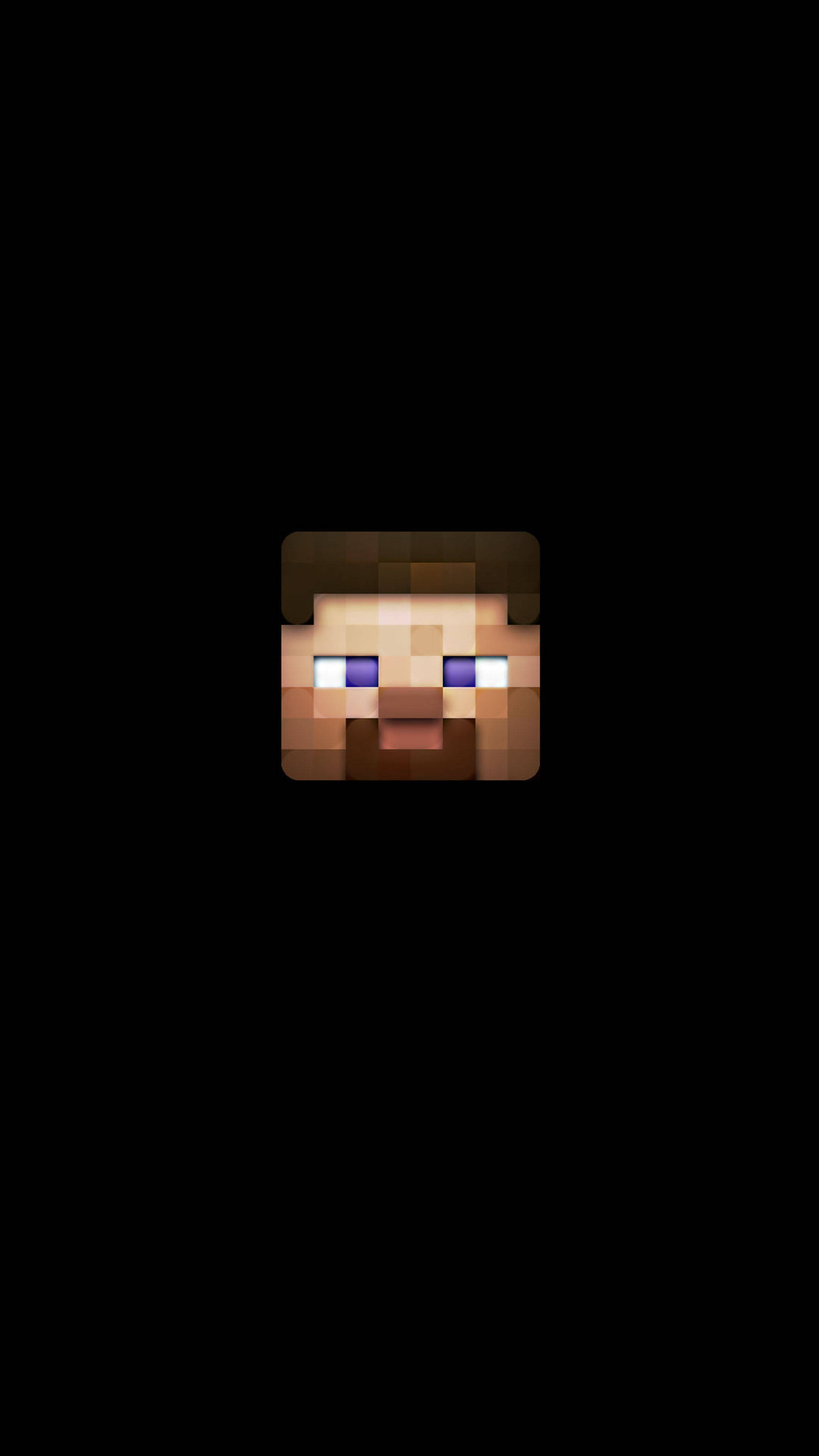 Minecraft Steve, pixelated, glowing blue eyes, 2K Phone Wallpaper