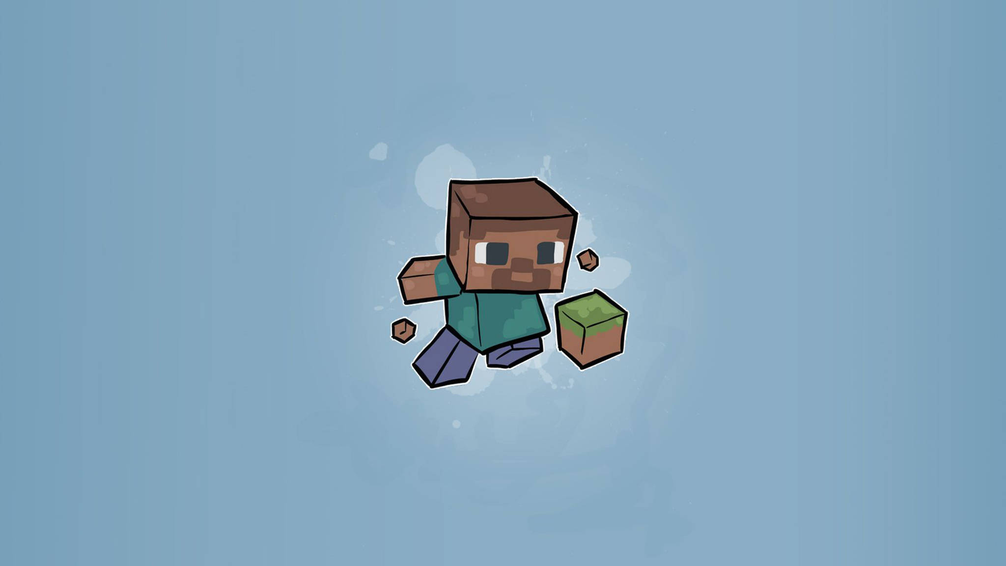 Minecraft Steve, teal shirt, purple pants, Full HD Desktop Wallpaper