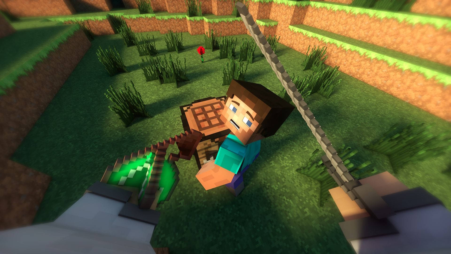 Minecraft player character, Steve, blocky style, Full HD Desktop Wallpaper