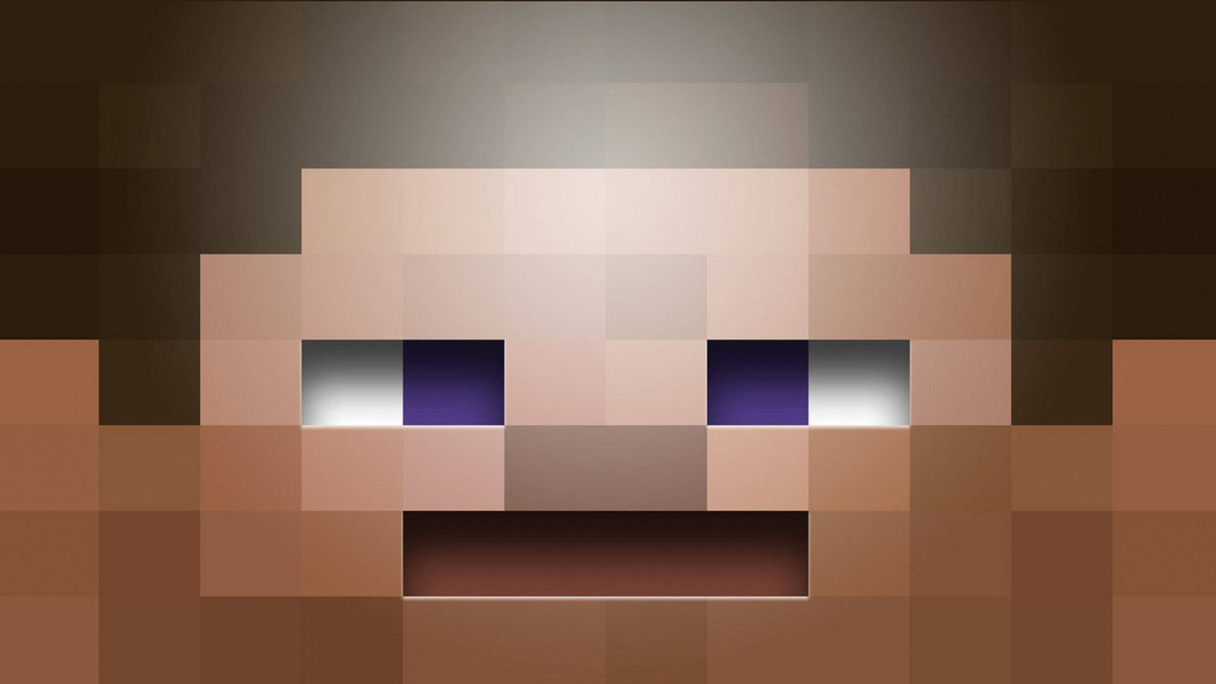 Minecraft Steve, glowing purple eyes, pixelated, Full HD Desktop Wallpaper