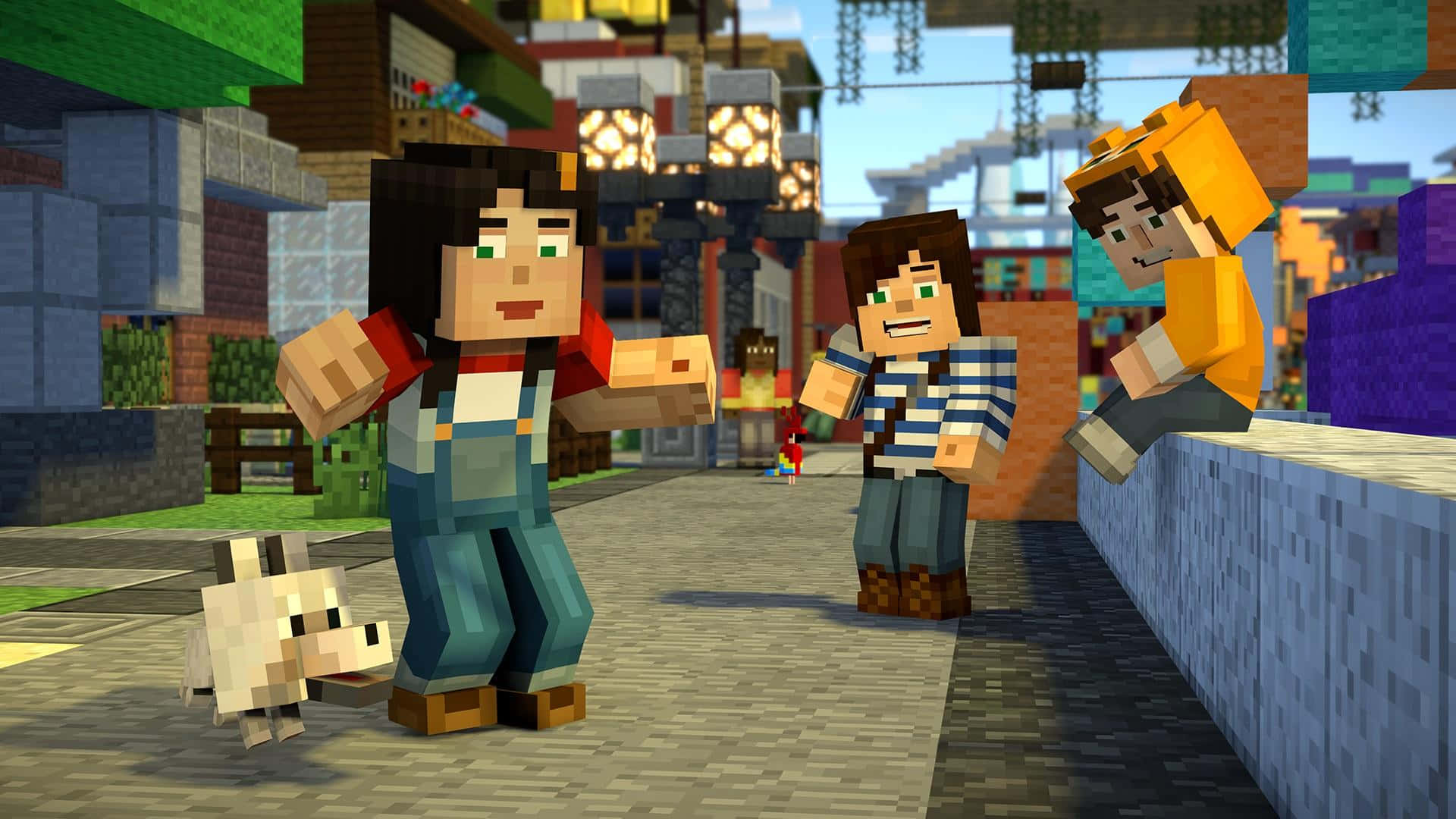 Minecraft Story Mode, blocky Minecraft characters, sheep, Full HD Desktop Wallpaper