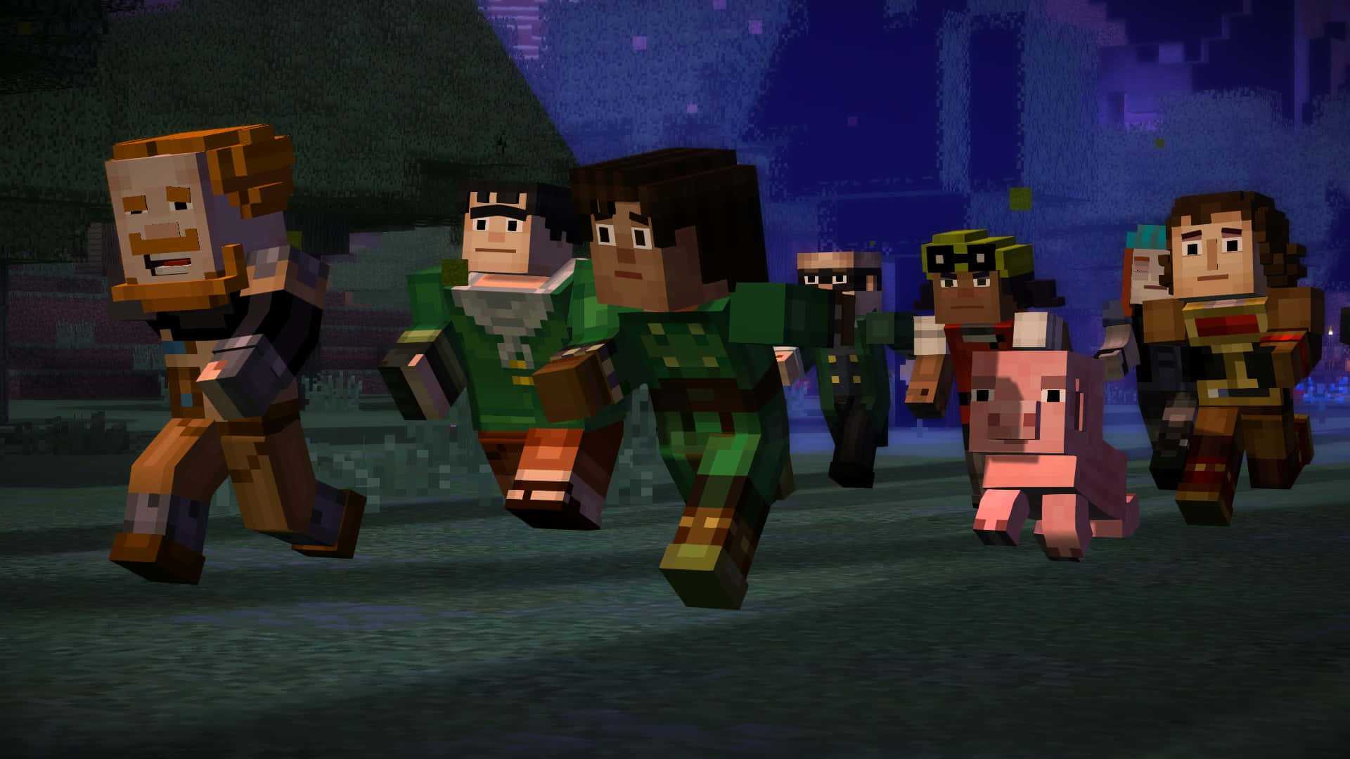 Minecraft Story Mode, Minecraft characters, pig, Full HD Desktop Wallpaper