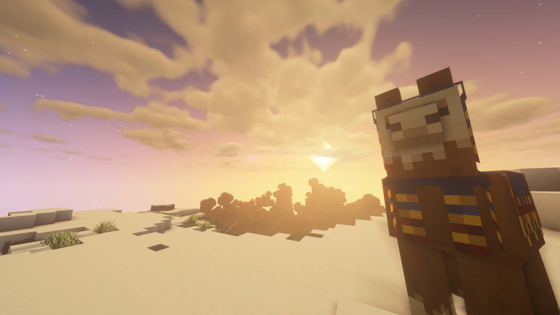 Minecraft, Minecraft Sunset, desert, Full HD Desktop Wallpaper