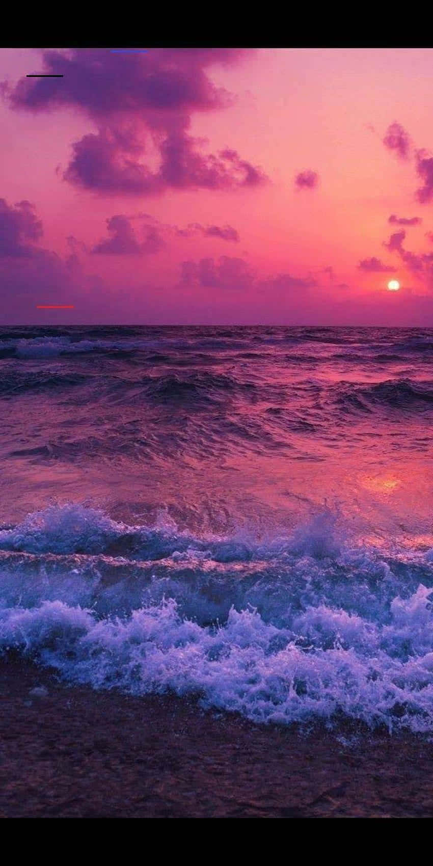 Minecraft Sunset, pink and purple sunset, churning ocean, HD Phone Wallpaper