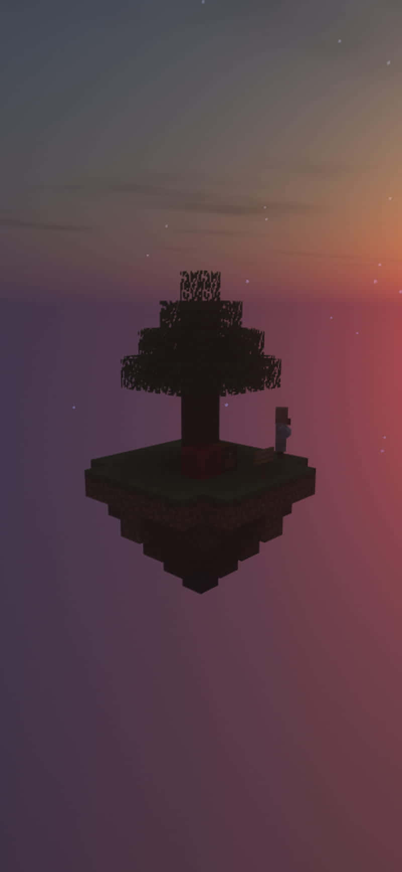Minecraft, sunset, floating island, HD Phone Wallpaper