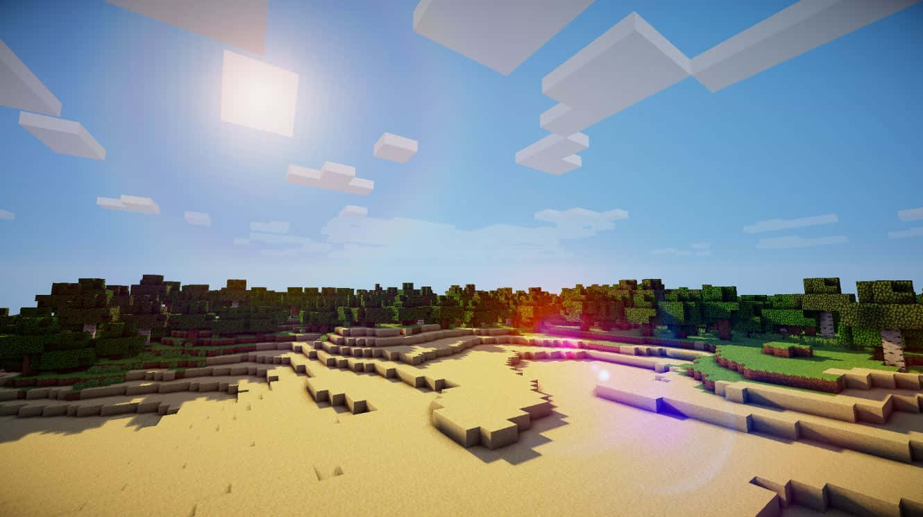 Minecraft Survival, desert biome, blocky sand dunes, HD Desktop Wallpaper