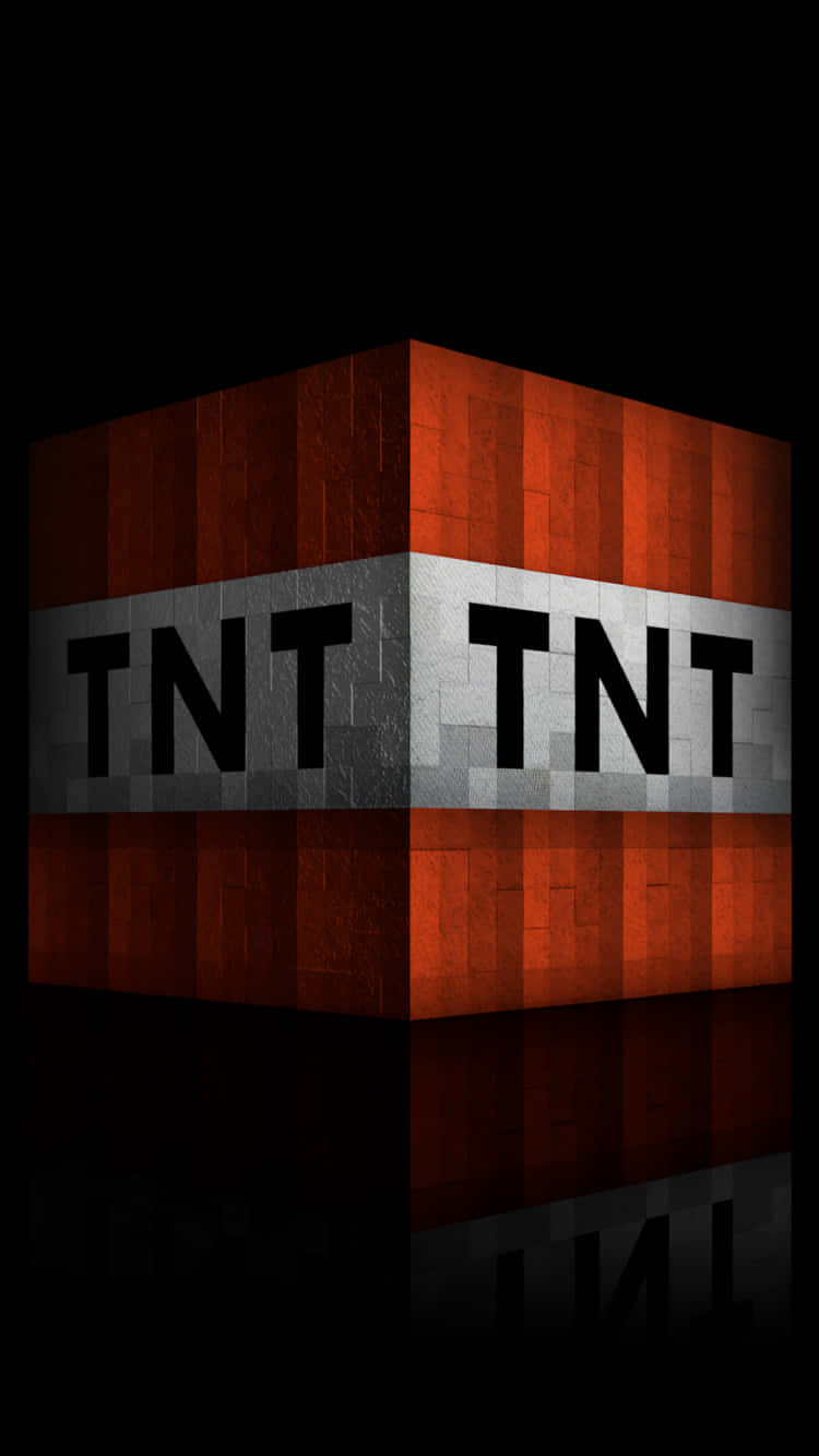 Minecraft TNT, pixelated red and gray TNT block, black background, HD Phone Wallpaper