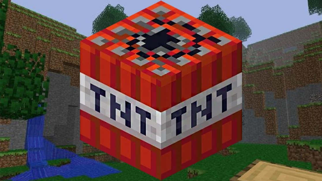 Minecraft, TNT, pixelated red TNT block, SD Desktop Wallpaper