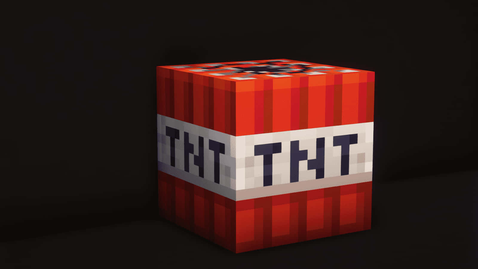 Minecraft Tnt, pixelated red TNT block, white label, HD Desktop Wallpaper