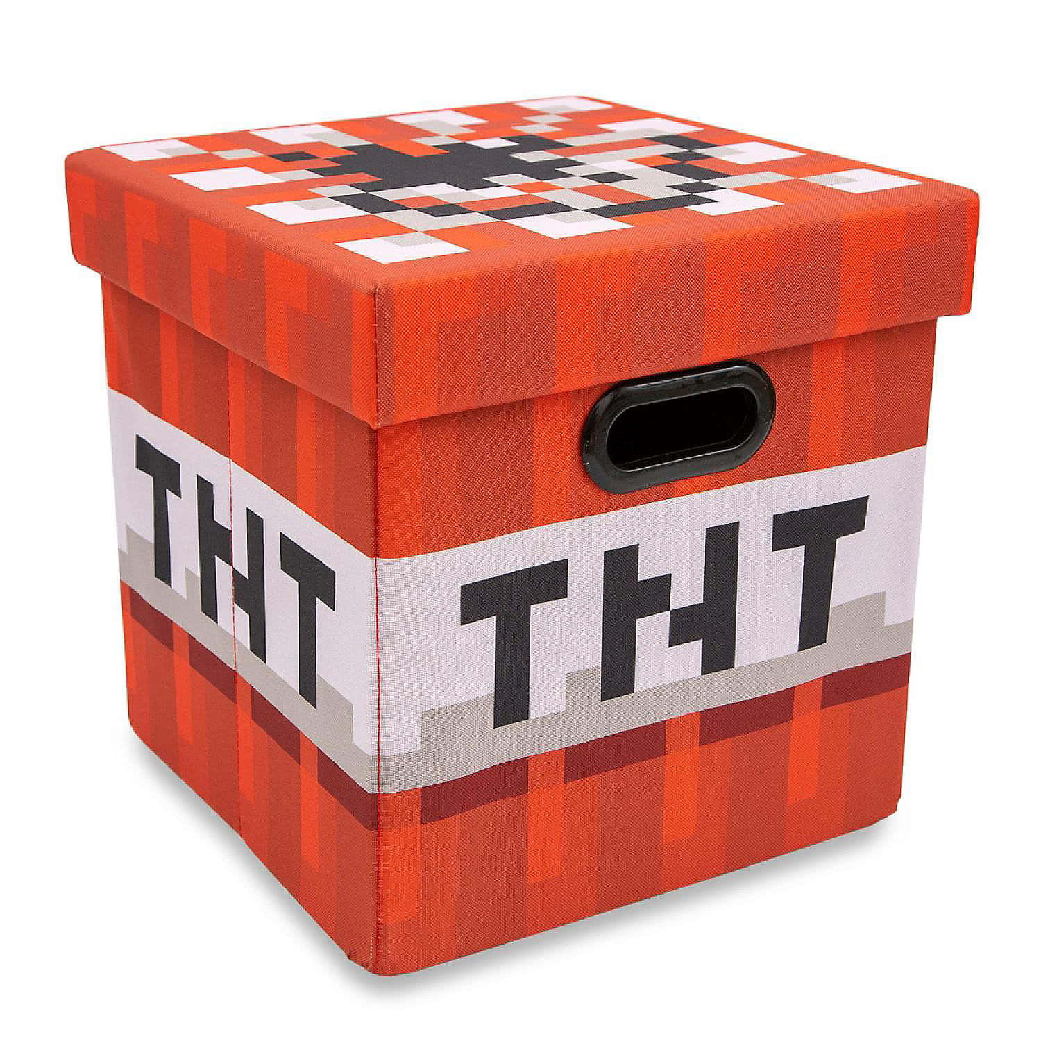 Minecraft TNT, pixelated red TNT storage box, black handle, HD Desktop Wallpaper
