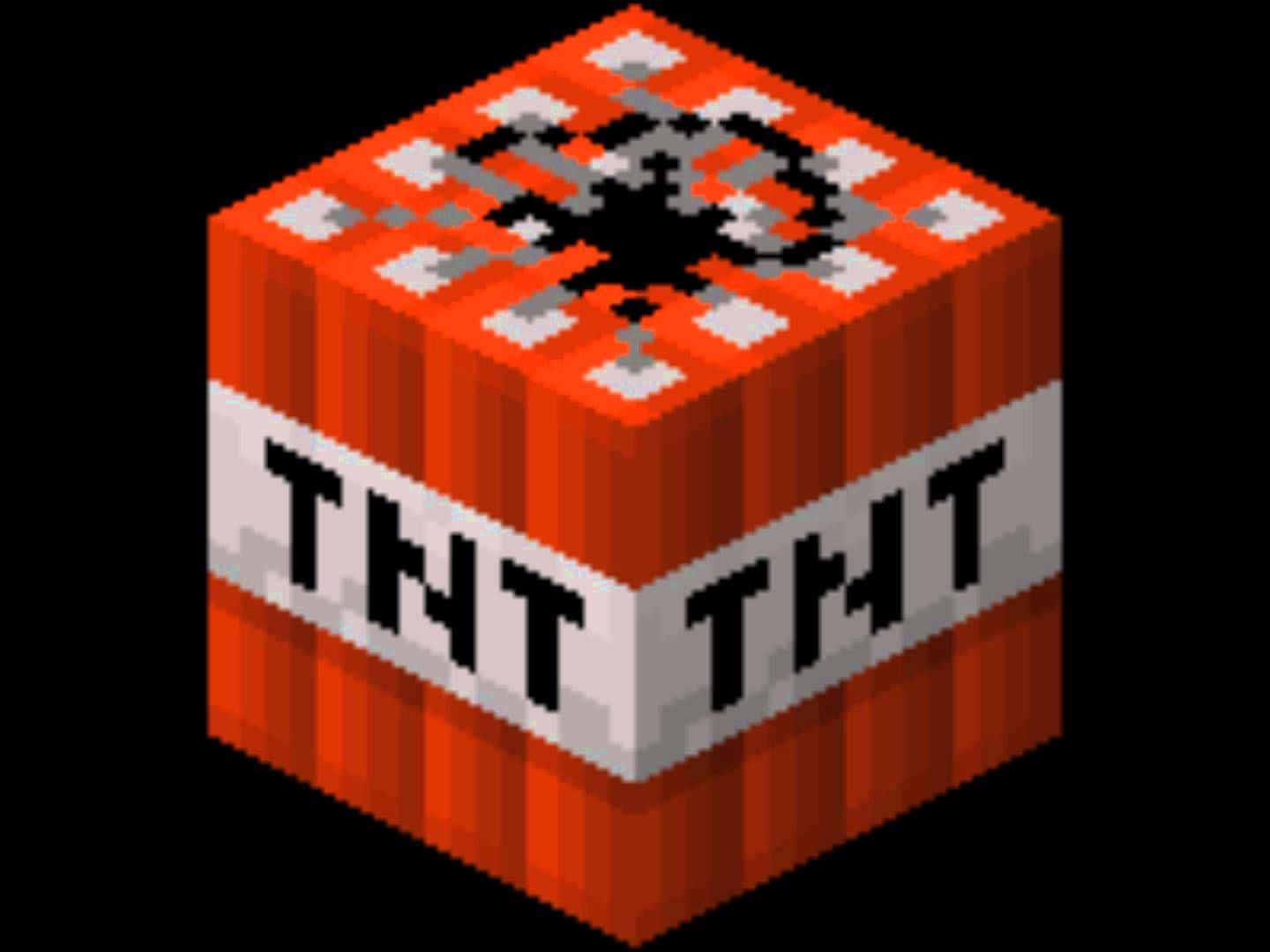 Minecraft TNT, pixelated orange TNT block, black and white explosive pattern, HD Desktop Wallpaper