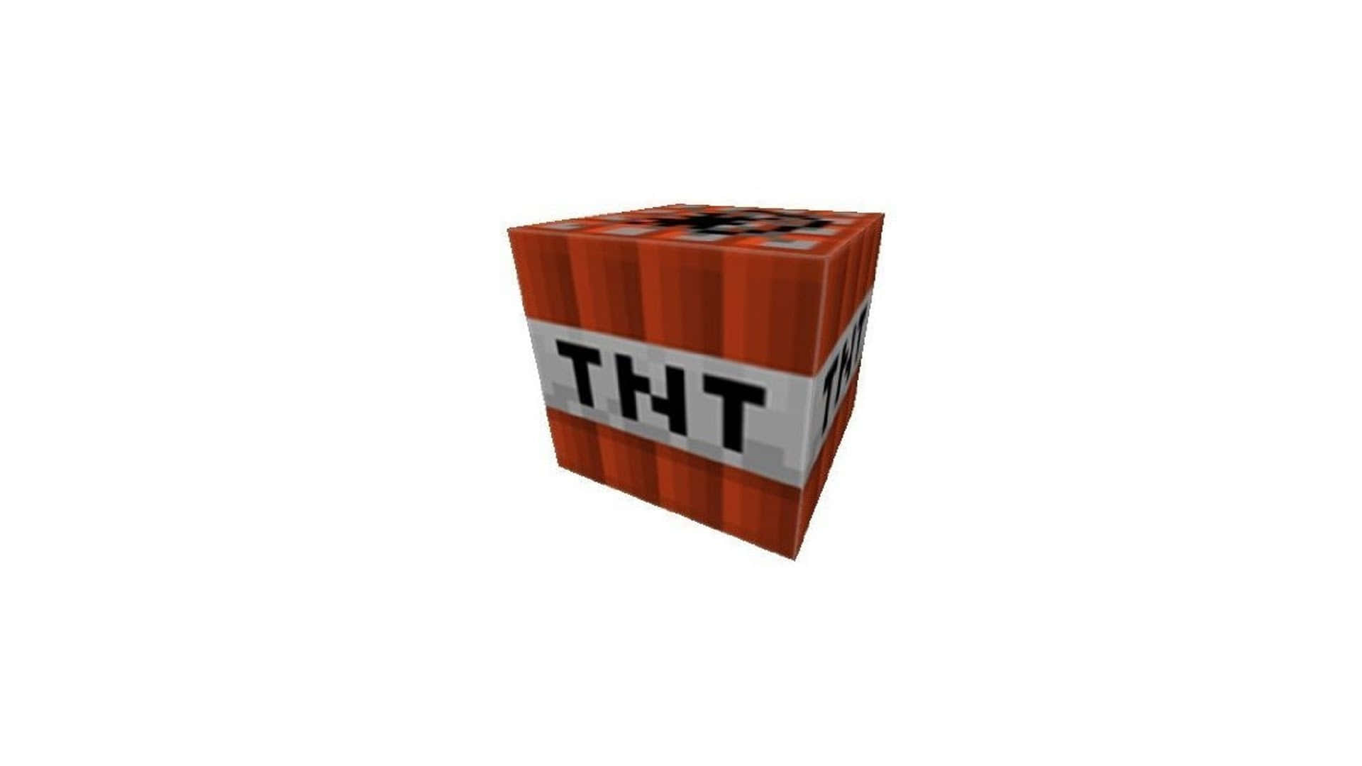 Minecraft TNT, pixelated red and gray TNT block, white background, Full HD Desktop Wallpaper