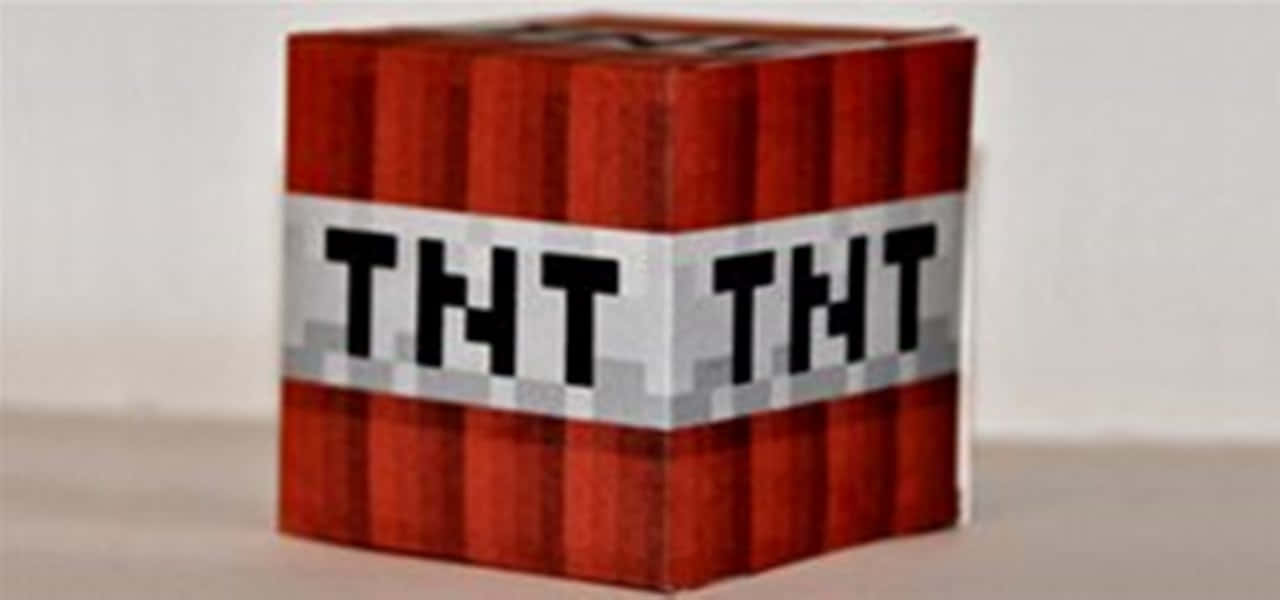 Minecraft Tnt, pixelated red TNT block, plain surface, HD Desktop Wallpaper