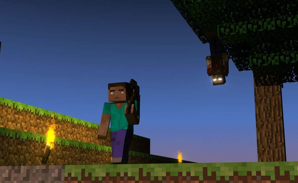 Minecraft, torch, zombie, SD Desktop Wallpaper