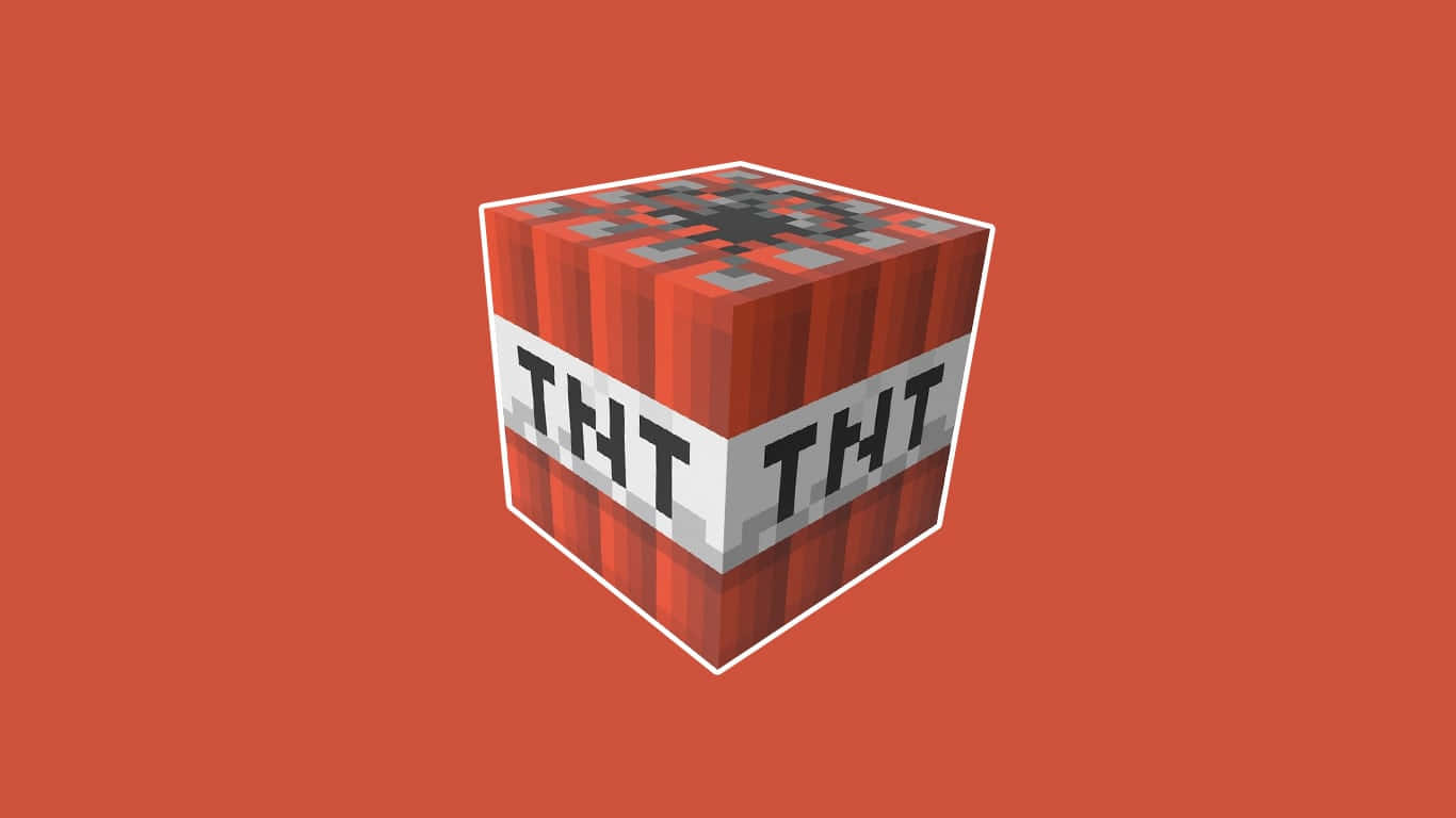 Minecraft TNT, pixelated red TNT block, solid rust-colored background, HD Desktop Wallpaper