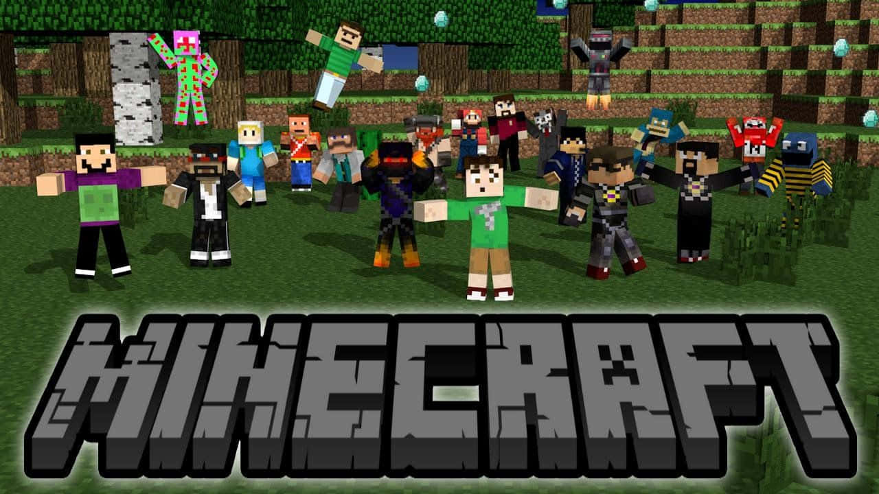 Minecraft, YouTubers, grassy biome, HD Desktop Wallpaper