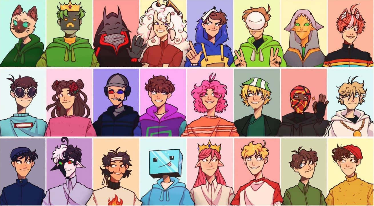 Minecraft Twitch Streamers, anime characters, stylized anime characters, HD Desktop Wallpaper