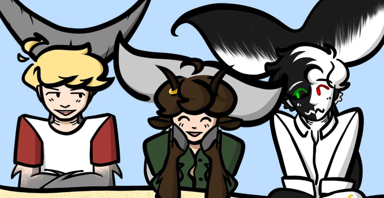 Minecraft Twitch Streamers, anime-style characters, large horns, HD Desktop Wallpaper