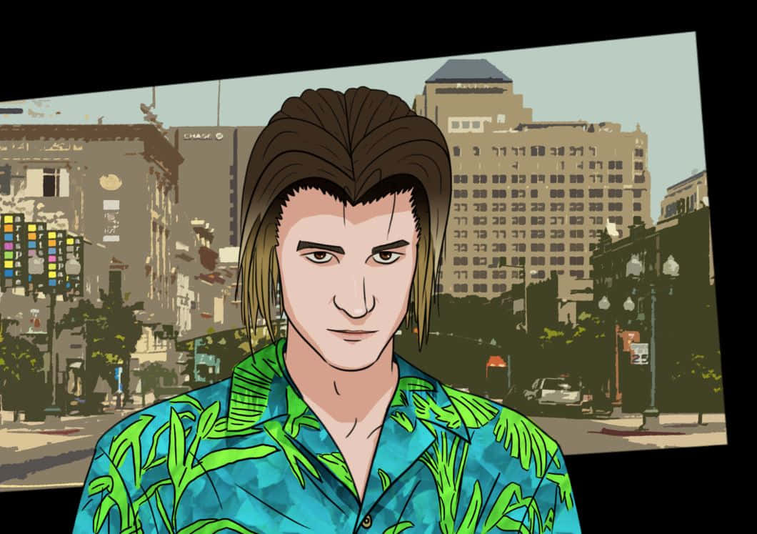 Minecraft Twitch Streamers, anime man, vibrant green leaf-patterned shirt, SD Desktop Wallpaper
