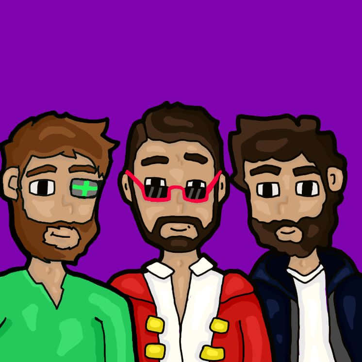 Minecraft Twitch Streamers, cartoon men, beards, SD Desktop Wallpaper