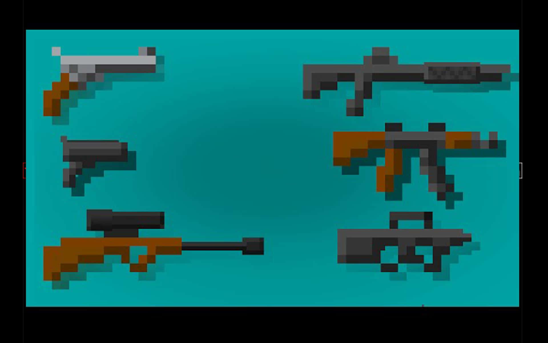Minecraft Weapons, pixel-art style, six firearms, Full HD Desktop Wallpaper