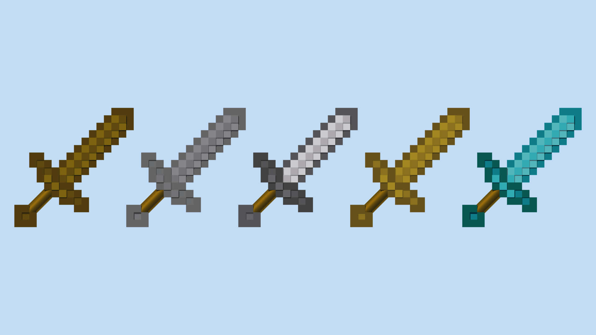 Minecraft weapons, gold, iron, Full HD Desktop Wallpaper