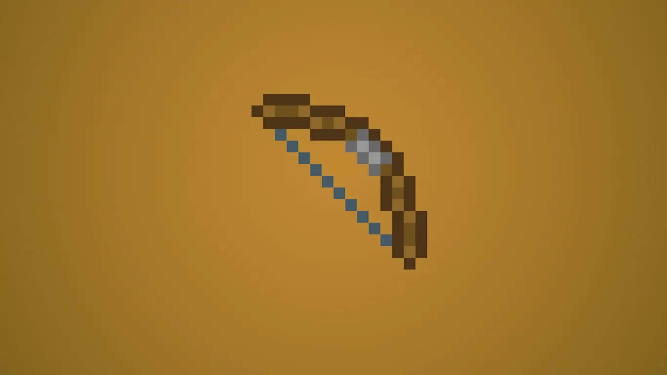 Minecraft Weapons, pixelated bow, wooden limbs, HD Desktop Wallpaper