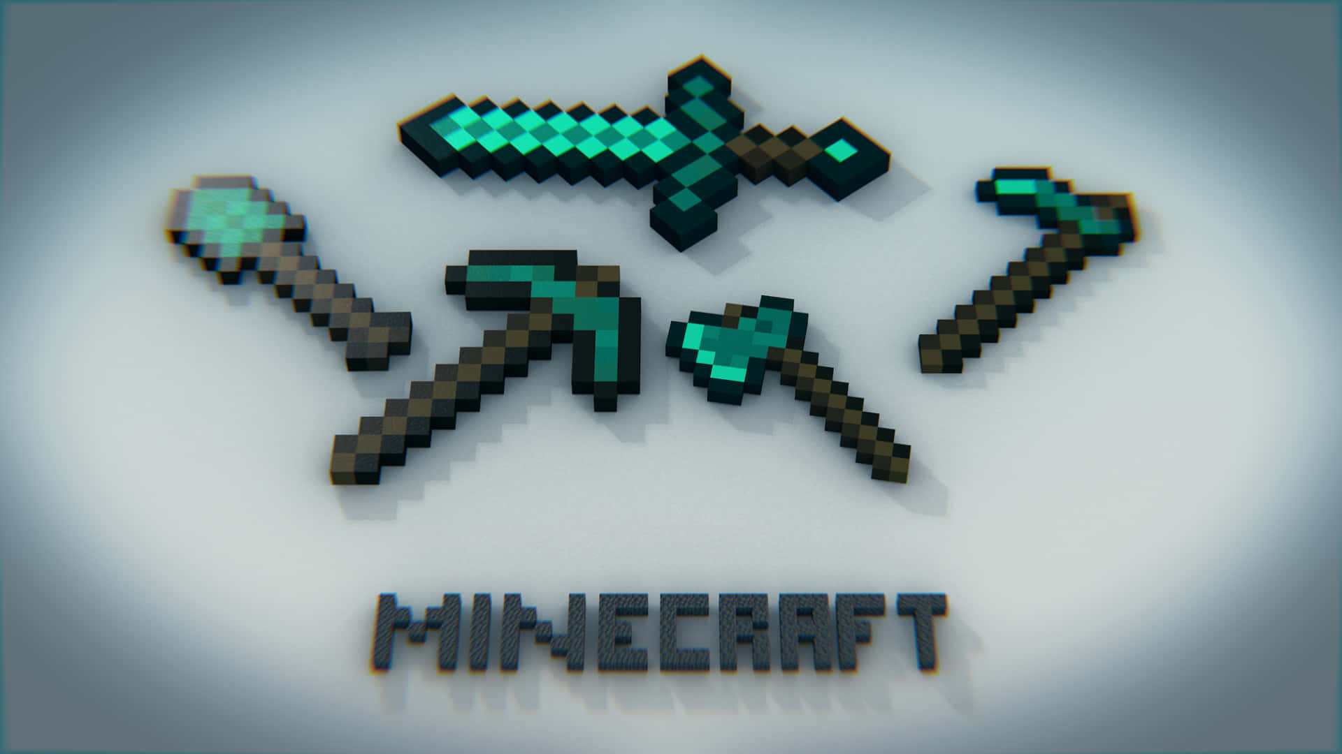 Minecraft, diamond sword, pickaxe, Full HD Desktop Wallpaper