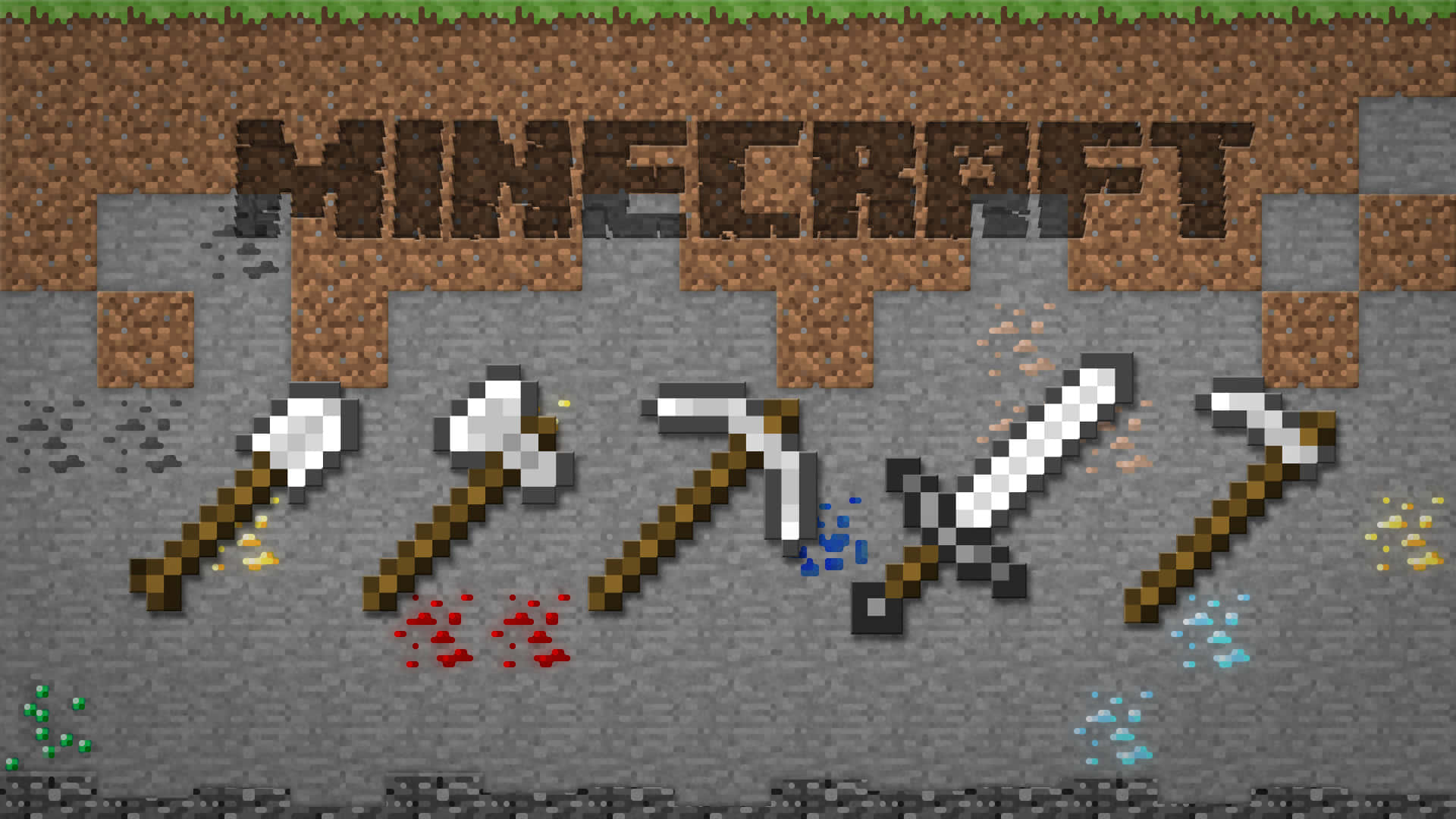 Minecraft, pickaxe, axe, Full HD Desktop Wallpaper
