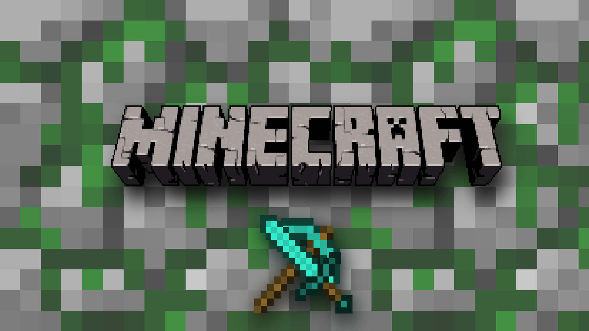 Minecraft, diamond sword, pixelated block style, Full HD Desktop Wallpaper
