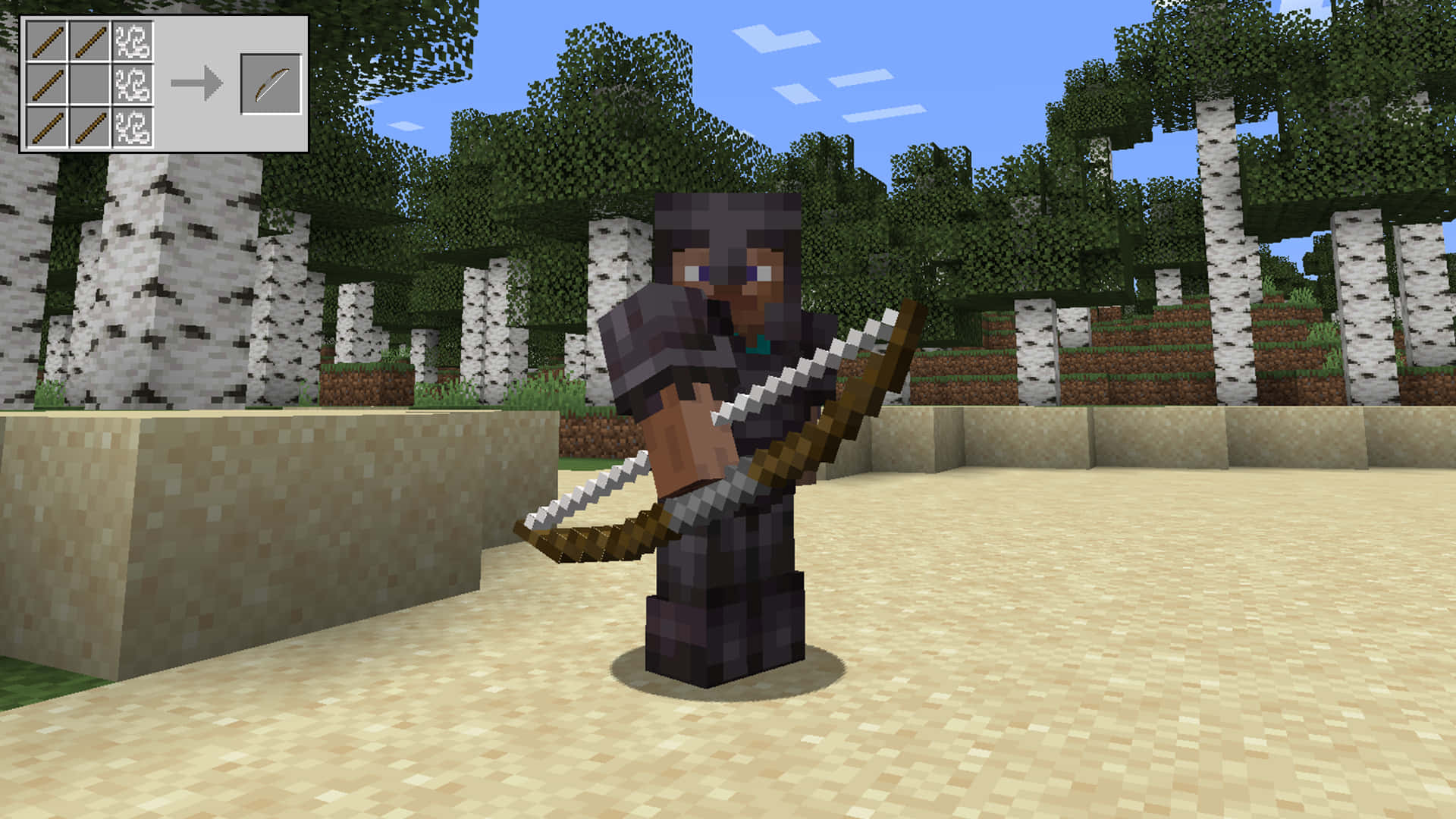 Minecraft, villager, bow and arrow, Full HD Desktop Wallpaper