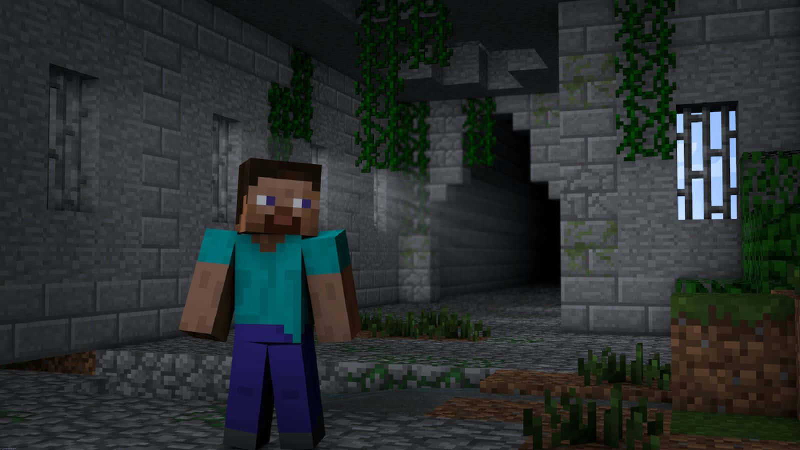 Minecraft, iron armor set, pixelated Minecraft character, HD Desktop Wallpaper